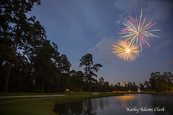 Fireworks in The Woodlands, Texas, on the 4th of July.  Fourth of July
